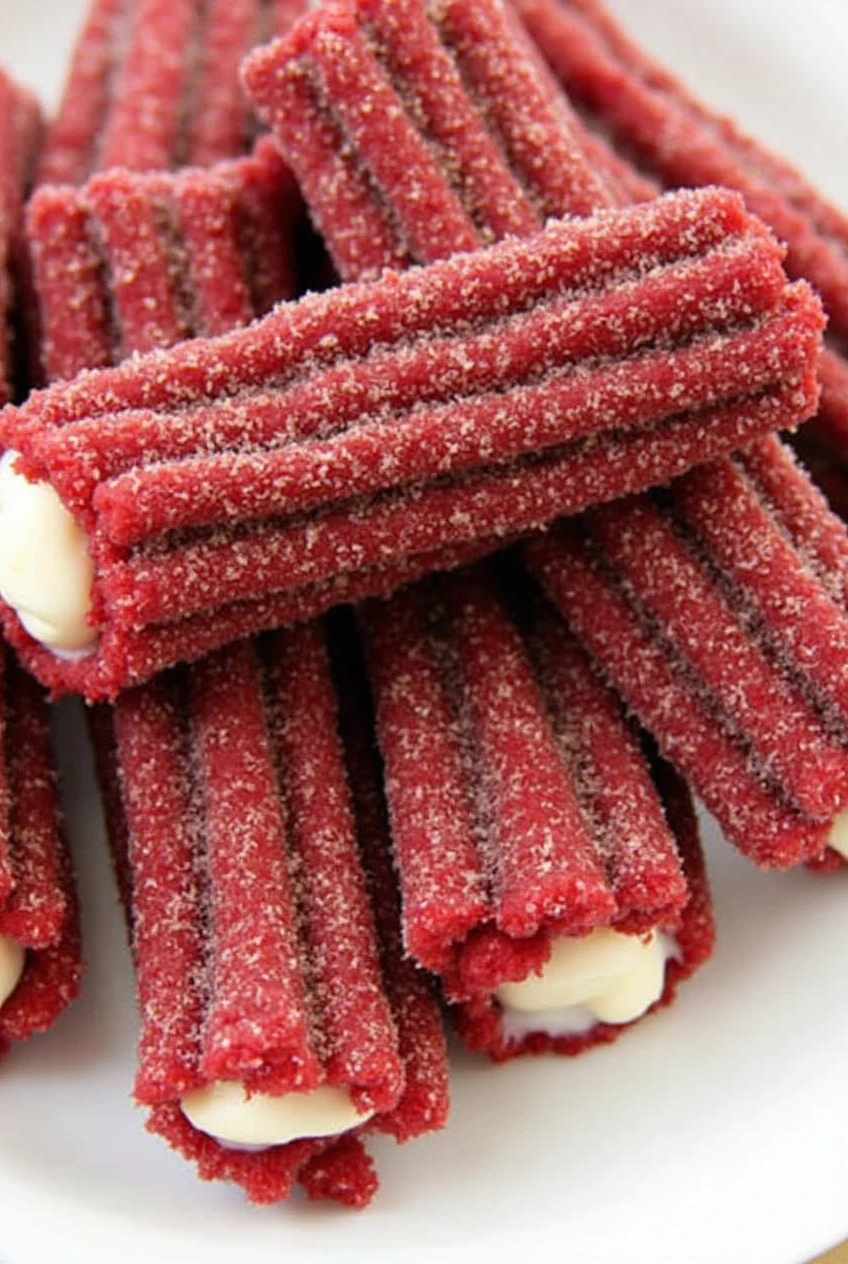 Dazzling Red Velvet Churros: A Modern Cocoa Dessert Delight